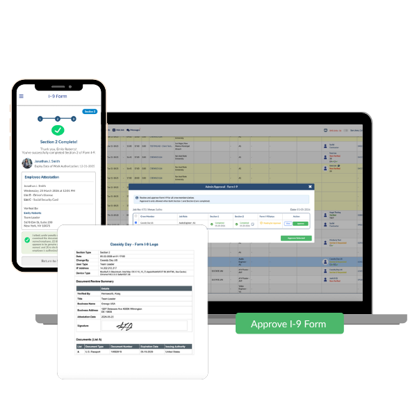 CrewCard Form I-9 software dashboard for workforce onboarding and record management