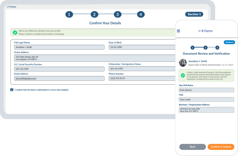 Digital I-9 workflow for onboarding and compliance records