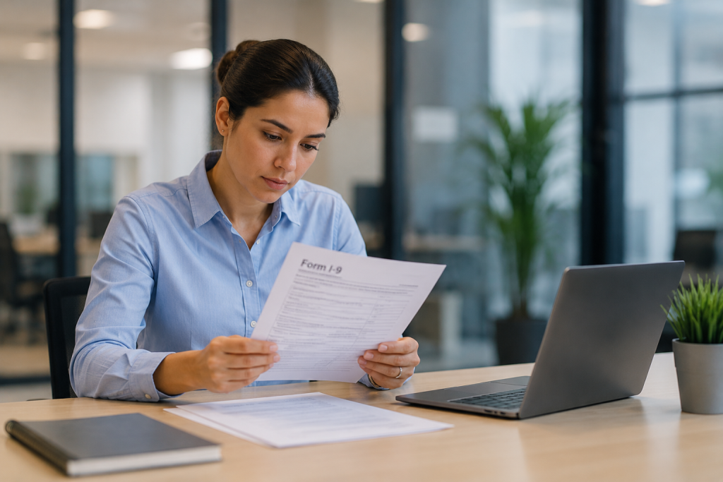 Compliance records and audit trail for I-9 onboarding
